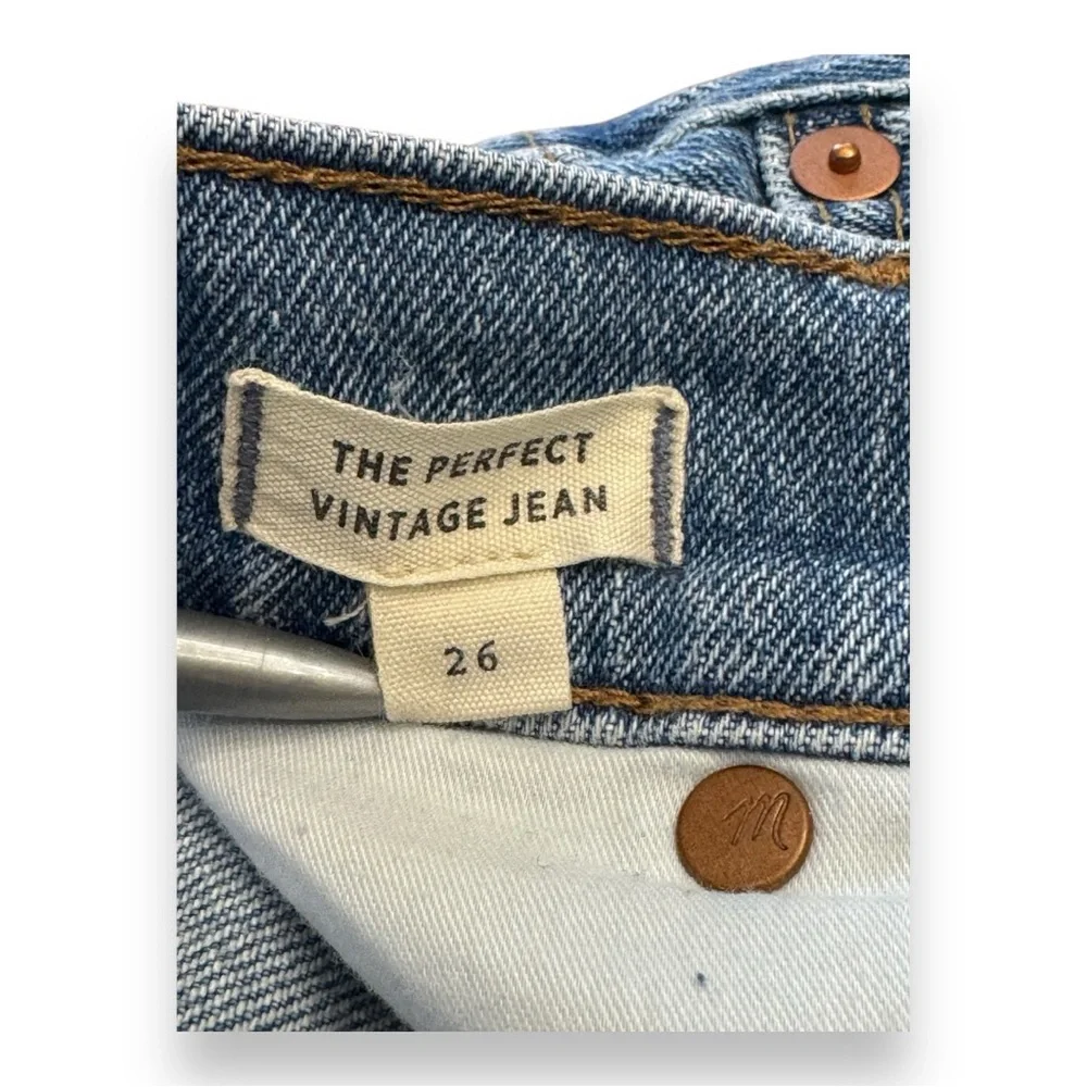 Madewell The Perfect Vintage Jean Denim Straight Leg Raw Hem Women’s Size 26 - Picture 8 of 11